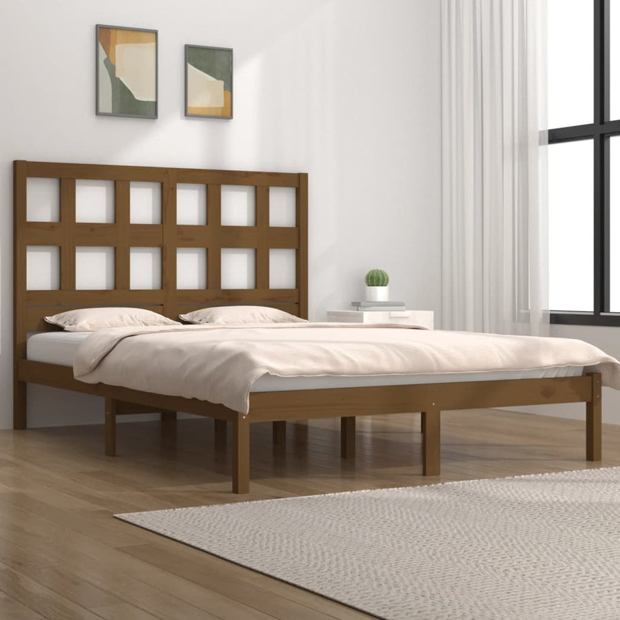 Bedframe Massief Grenenhout 200 x 200 cm Honingbruin