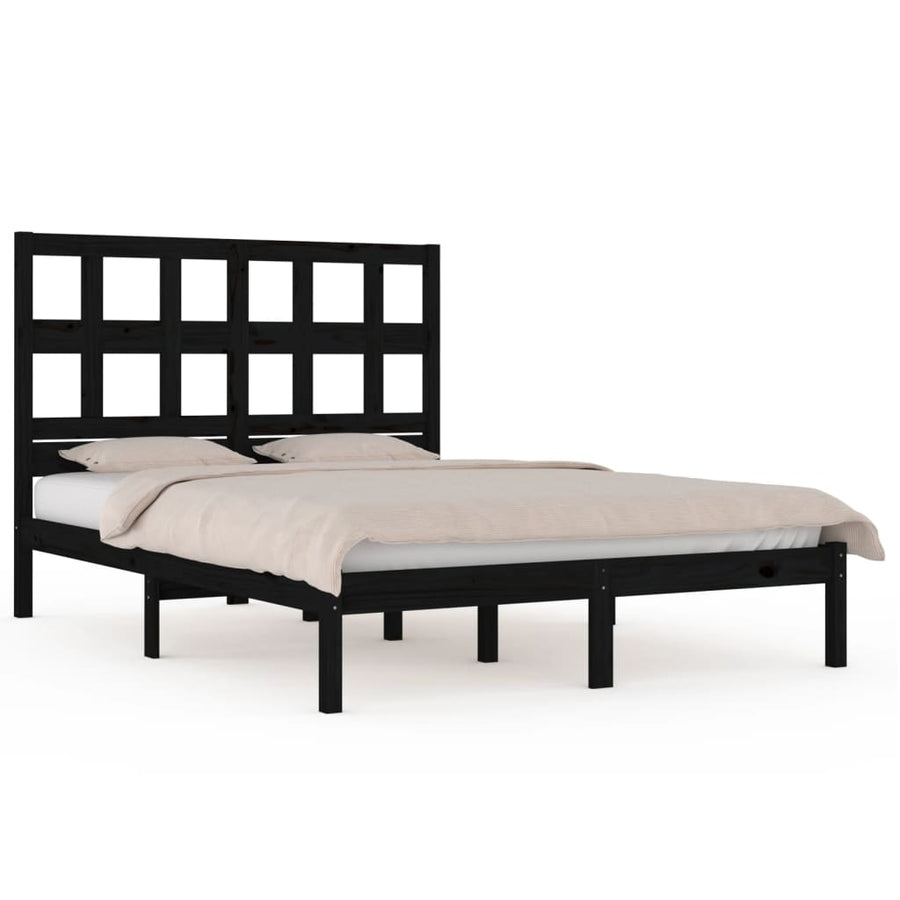 Bedframe Massief Grenenhout 200 x 200 cm Zwart