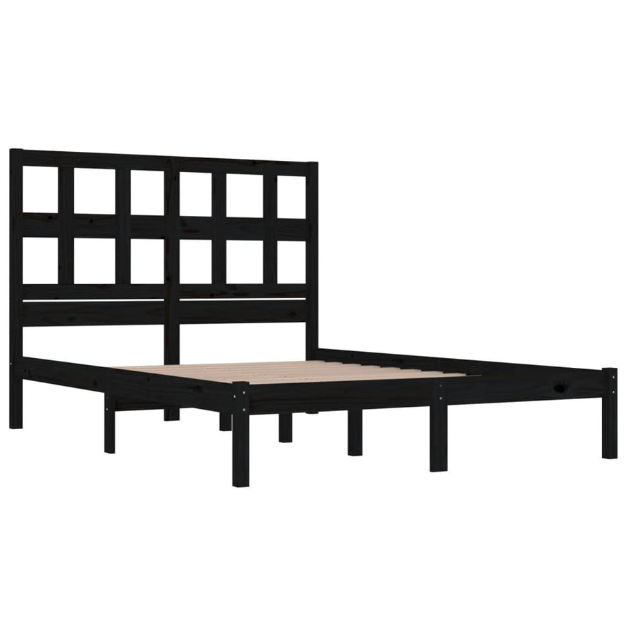 Bedframe Massief Grenenhout 200 x 200 cm Zwart