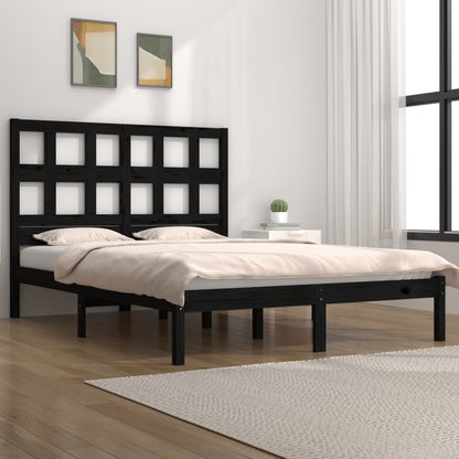 Bedframe Massief Grenenhout 200 x 200 cm Zwart