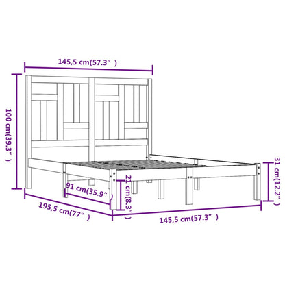 Bedframe Massief Grenenhout 140 x 190 cm Wit