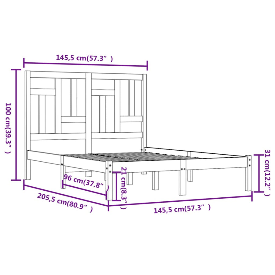 Bedframe Massief Grenenhout 140 x 200 cm Wit