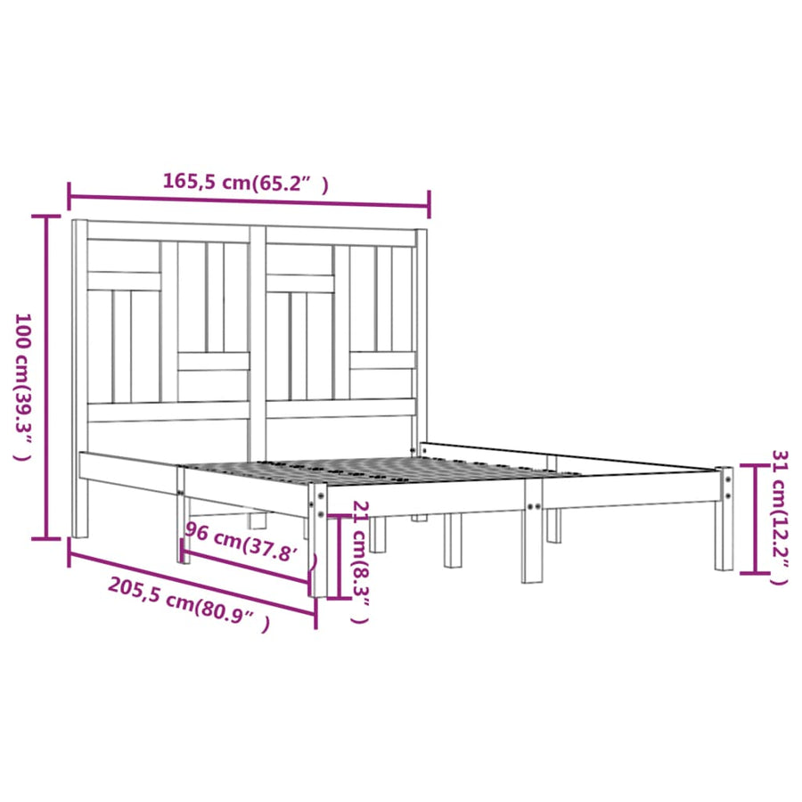 Bedframe Massief Grenenhout 160 x 200 cm Naturel