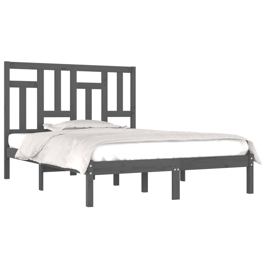 Bedframe Massief Grenenhout 200 x 200 cm Grijs