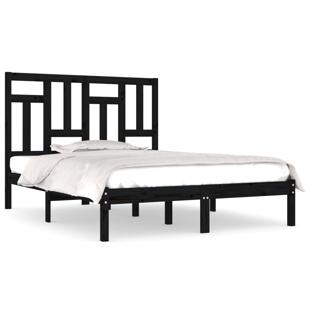 Bedframe massief grenenhout zwart 200x200 cm