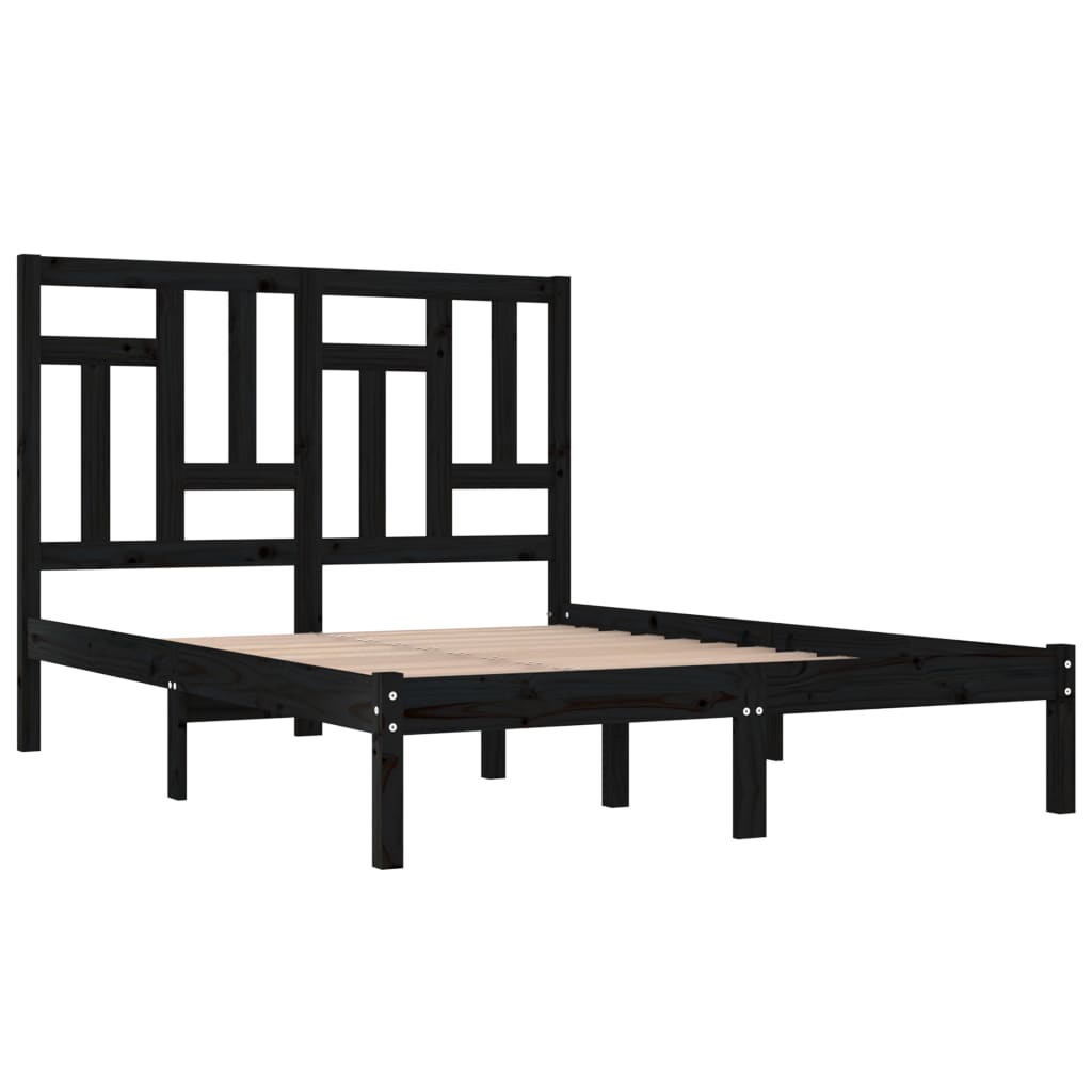 Bedframe massief grenenhout zwart 200x200 cm