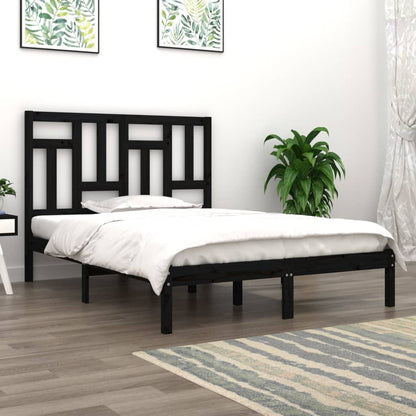 Bedframe massief grenenhout zwart 200x200 cm