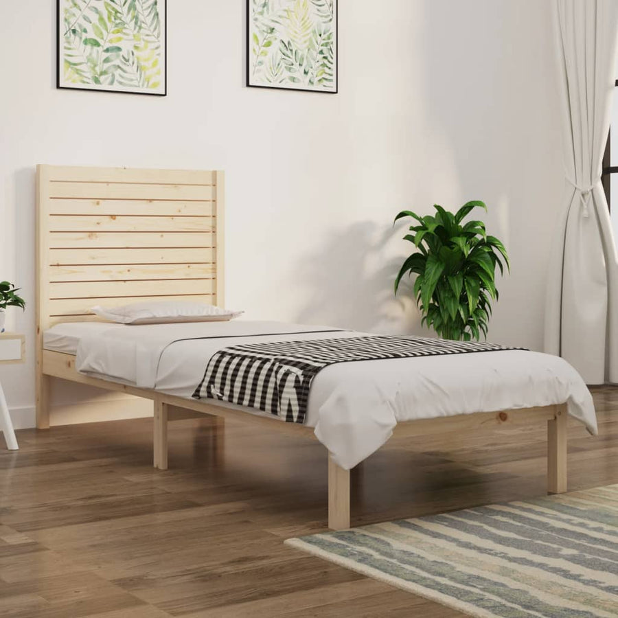 Bedframe massief hout 75x190 cm 75 x 190 cm Naturel