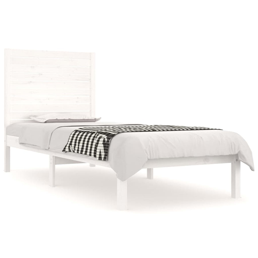 Bedframe Massief Hout 75 x 190 cm Wit