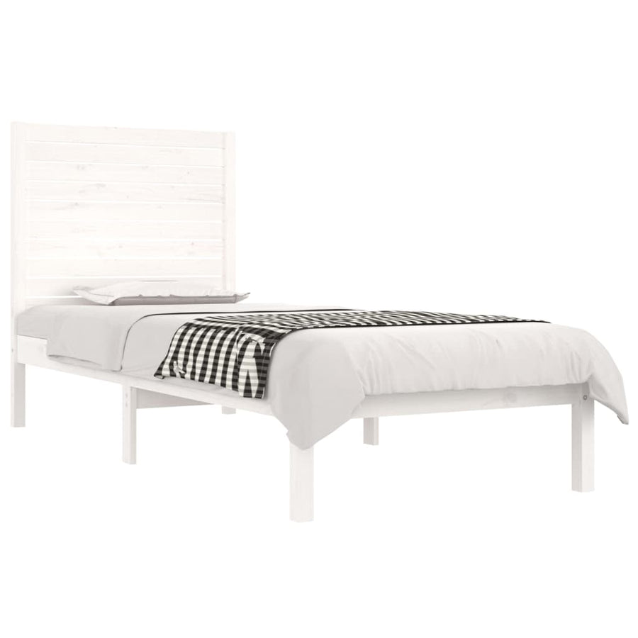 Bedframe Massief Hout 75 x 190 cm Wit