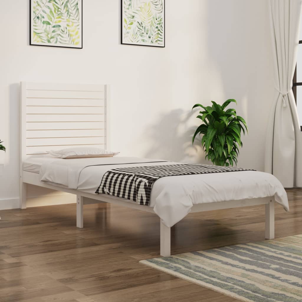 Bedframe Massief Hout 75 x 190 cm Wit