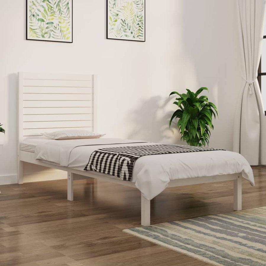 Bedframe Massief Hout 75 x 190 cm Wit
