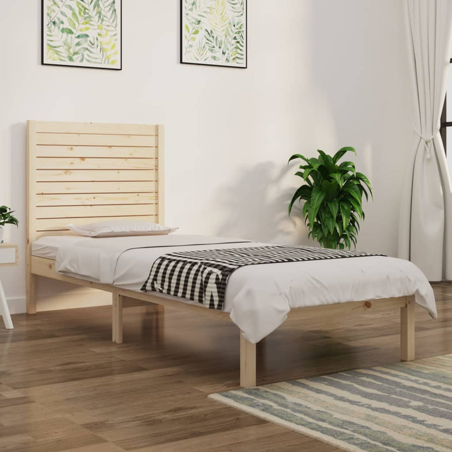Bedframe Massief Hout 90 x 190 cm Naturel