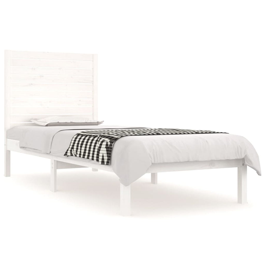 Bedframe massief hout wit 90x190 cm
