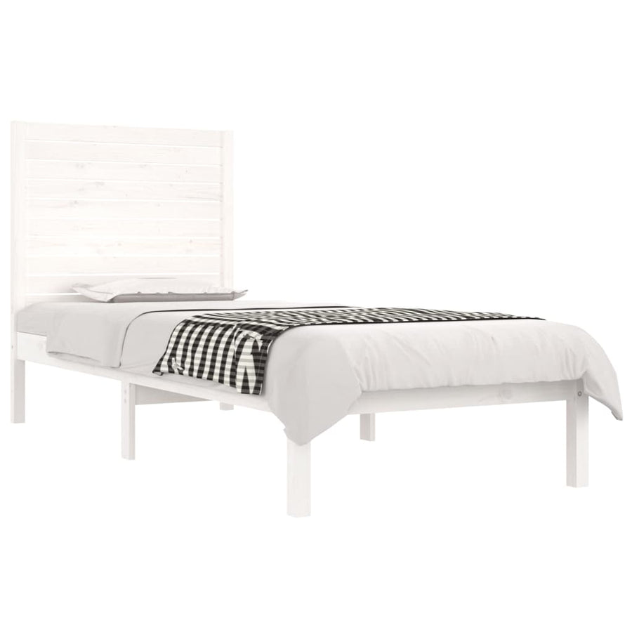 Bedframe massief hout wit 90x190 cm