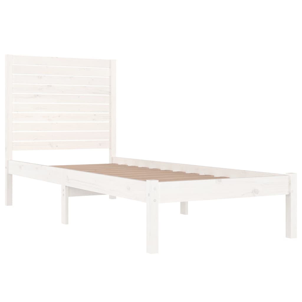 Bedframe massief hout wit 90x190 cm