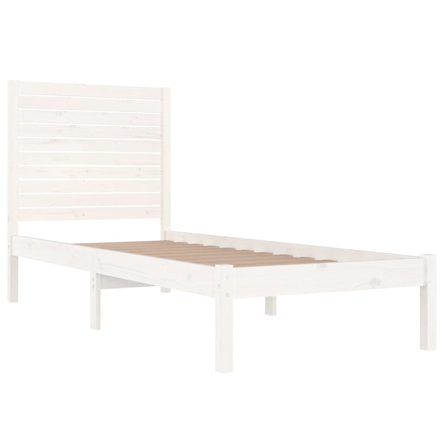 Bedframe massief hout wit 90x190 cm
