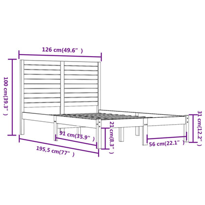 Bedframe Massief Hout 120 x 190 cm Naturel