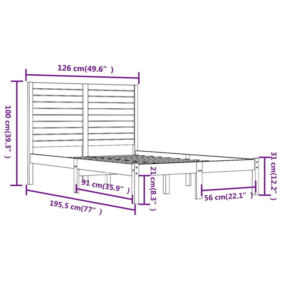 Bedframe Massief Hout 120 x 190 cm Naturel