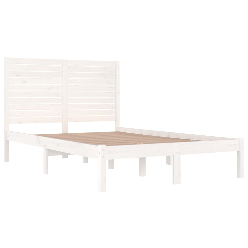 Bedframe Massief Hout 120 x 190 cm Wit
