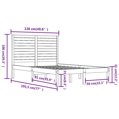 Bedframe Massief Hout 120 x 190 cm Wit