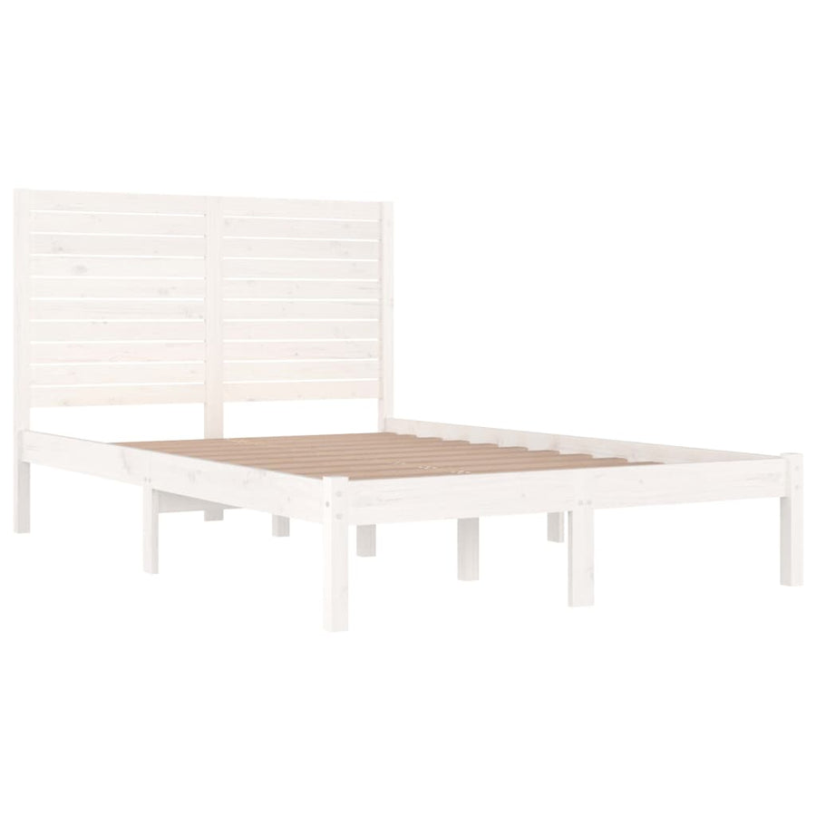 Bedframe massief hout wit 135x190 cm