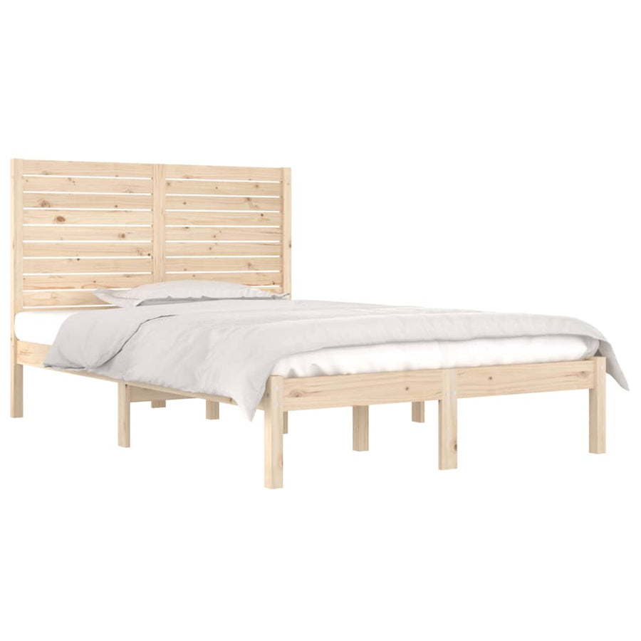 Bedframe Massief Hout 140 x 190 cm Naturel