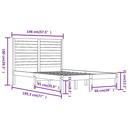 Bedframe Massief Hout 140 x 190 cm Naturel