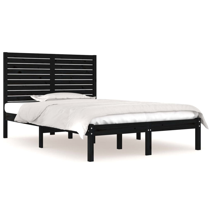 Bedframe Massief Hout 140 x 190 cm Zwart