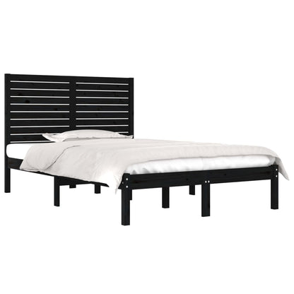 Bedframe Massief Hout 140 x 190 cm Zwart