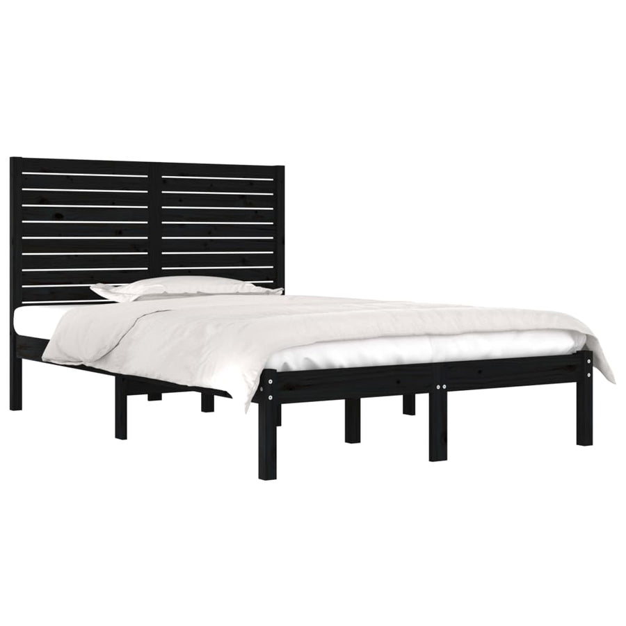 Bedframe Massief Hout 140 x 190 cm Zwart
