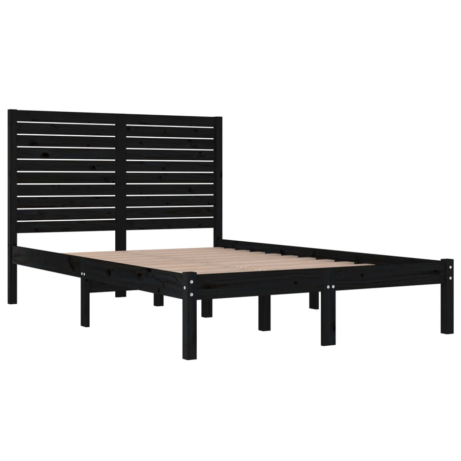 Bedframe Massief Hout 140 x 190 cm Zwart