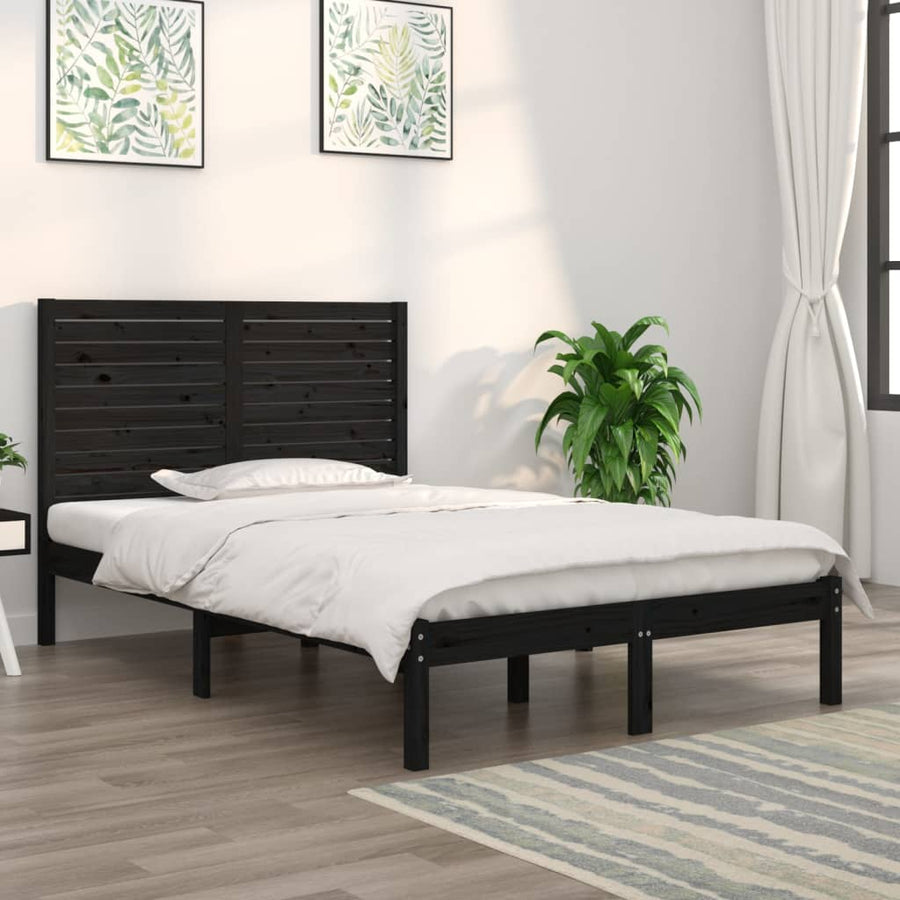 Bedframe Massief Hout 140 x 190 cm Zwart