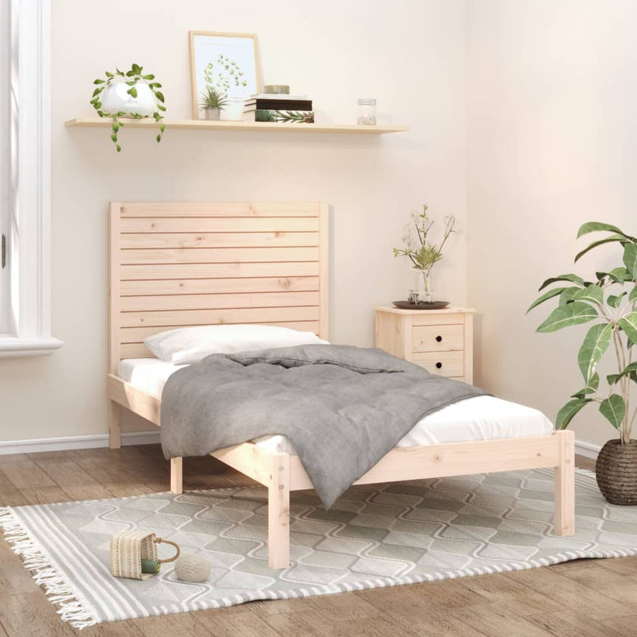 Bedframe Massief Hout 90 x 200 cm Naturel