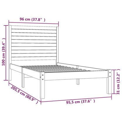 Bedframe Massief Hout 90 x 200 cm Wit