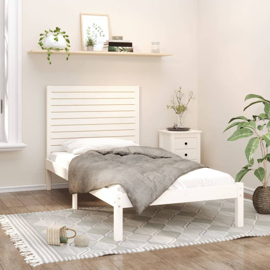 Bedframe Massief Hout 90 x 200 cm Wit
