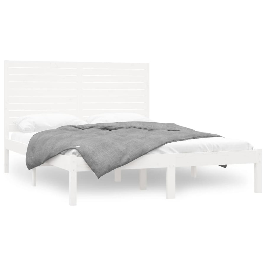 Bedframe Massief Hout 120 x 200 cm Wit