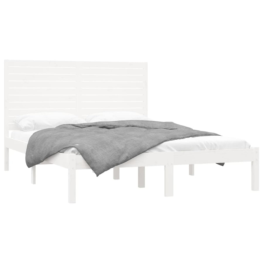 Bedframe Massief Hout 120 x 200 cm Wit