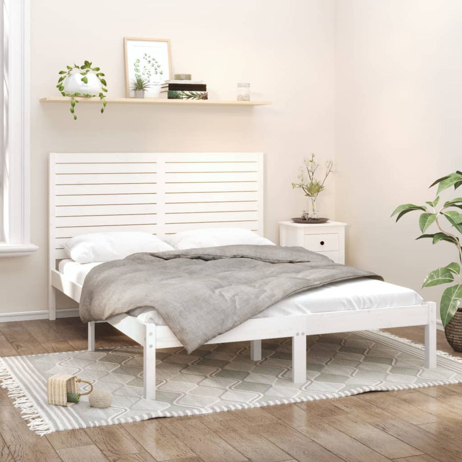Bedframe Massief Hout 120 x 200 cm Wit