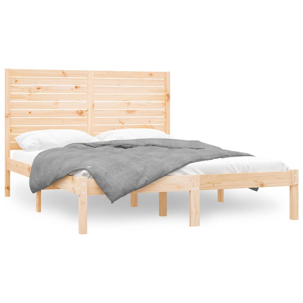 Bedframe Massief Hout 140 x 200 cm Naturel