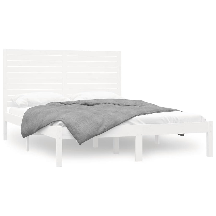 Bedframe Massief Hout 140 x 200 cm Wit