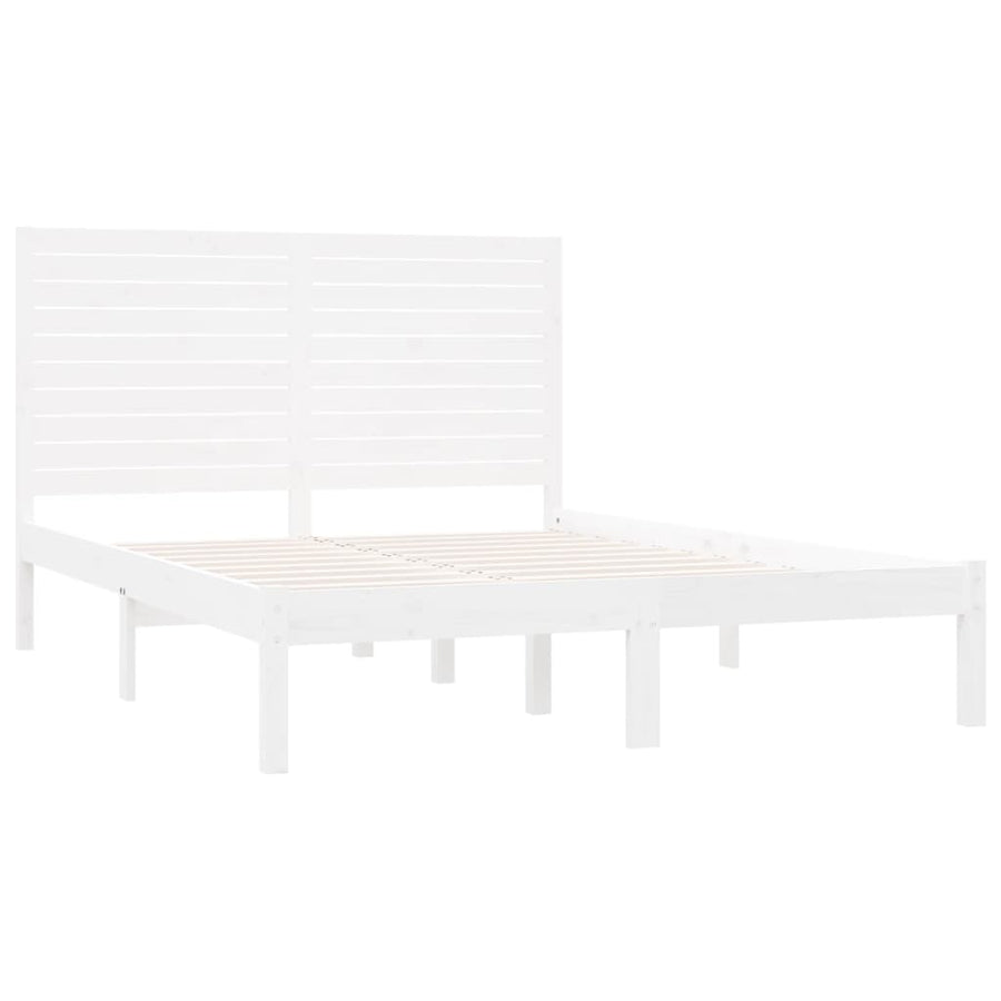 Bedframe Massief Hout 140 x 200 cm Wit