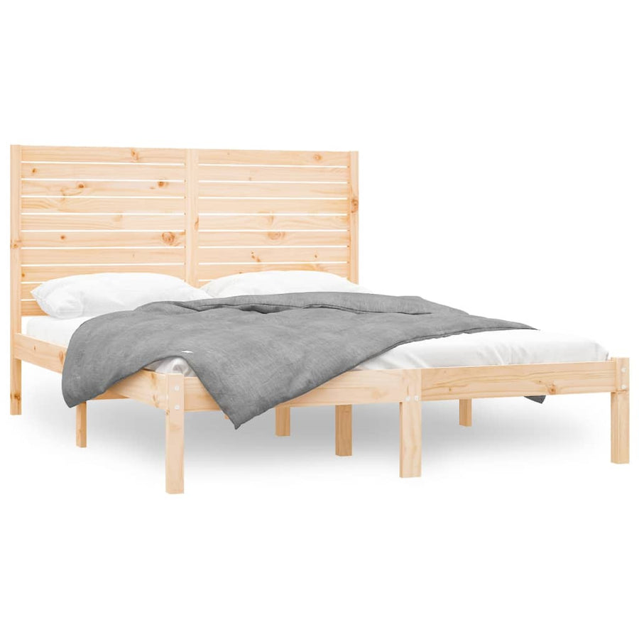 Bedframe Massief Hout 150 x 200 cm Naturel