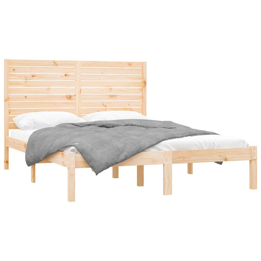 Bedframe Massief Hout 150 x 200 cm Naturel