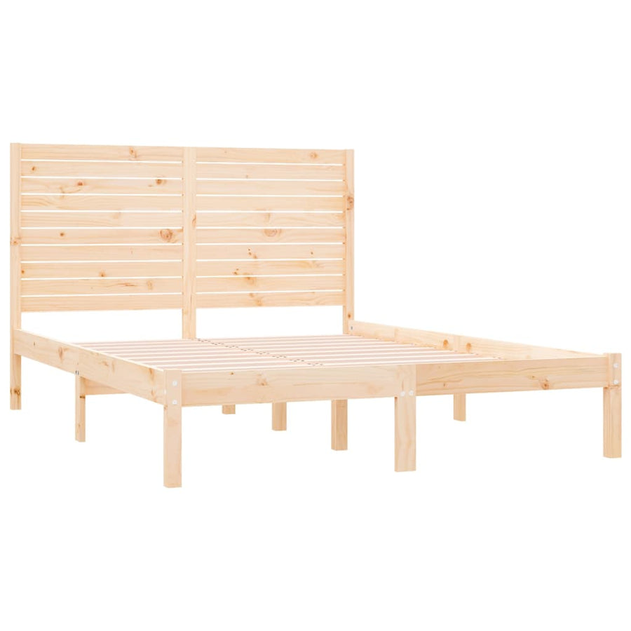 Bedframe Massief Hout 150 x 200 cm Naturel