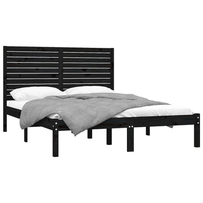 Bedframe Massief Hout 150 x 200 cm Zwart
