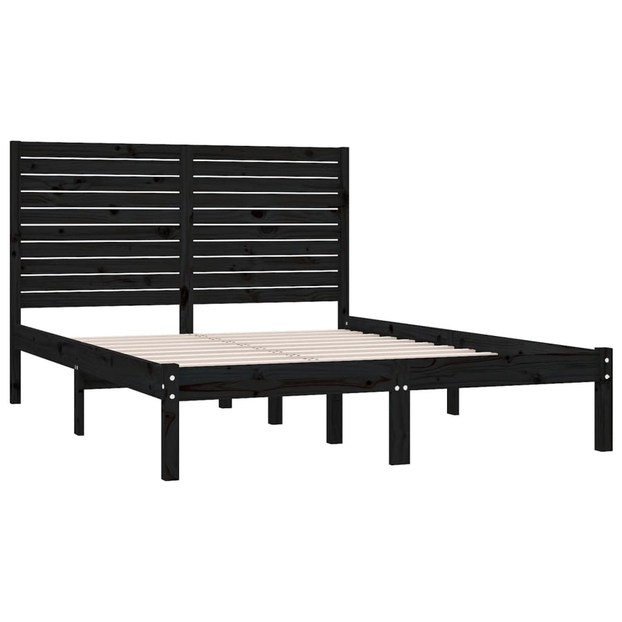 Bedframe Massief Hout 150 x 200 cm Zwart