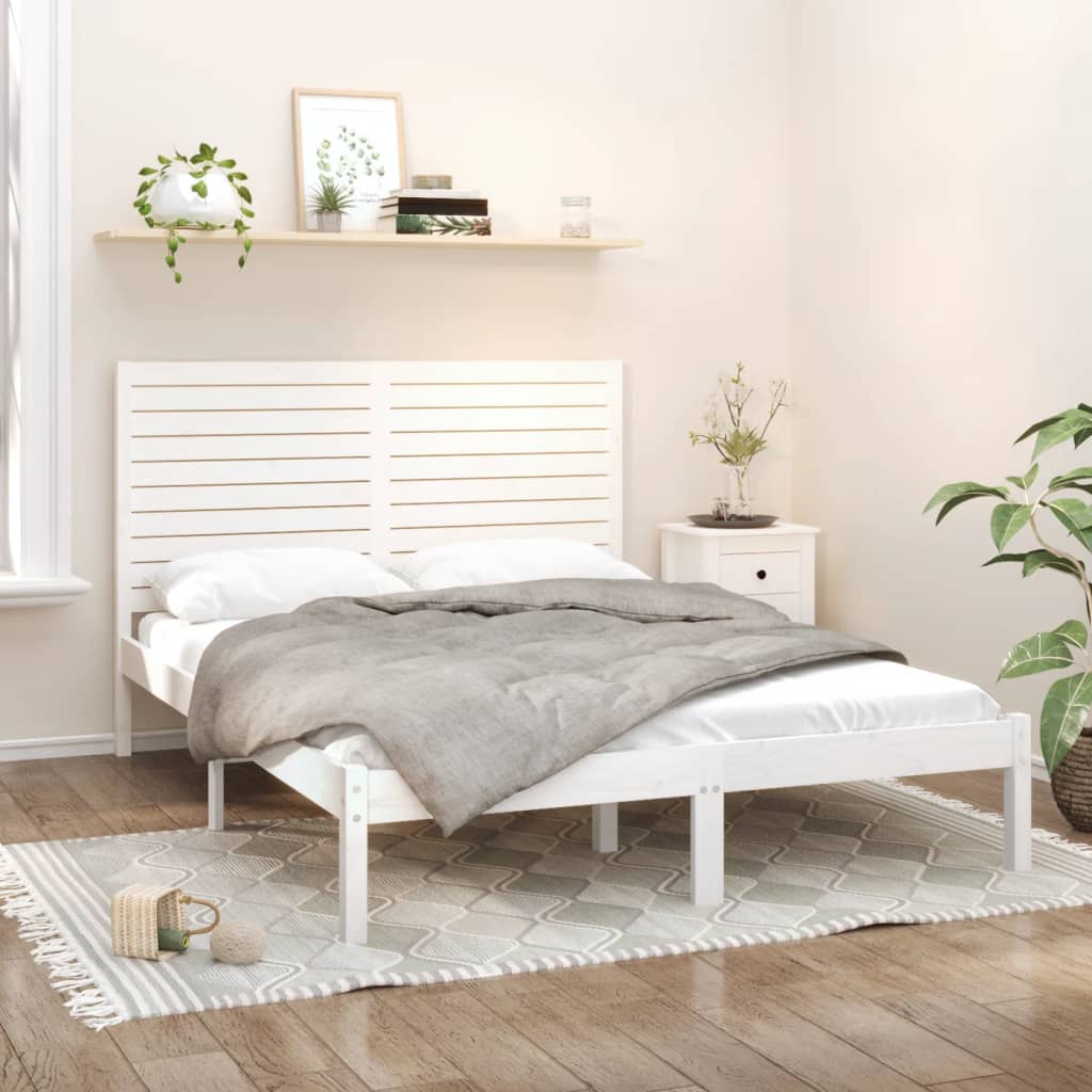 Bedframe Massief Hout 160 x 200 cm Wit