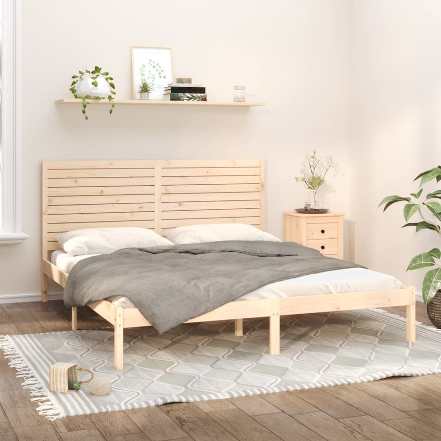 Bedframe Massief Hout 180 x 200 cm Naturel