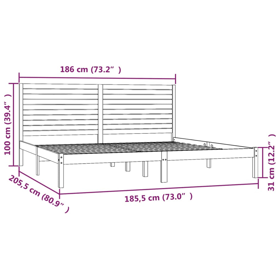 Bedframe massief hout wit 180x200 cm